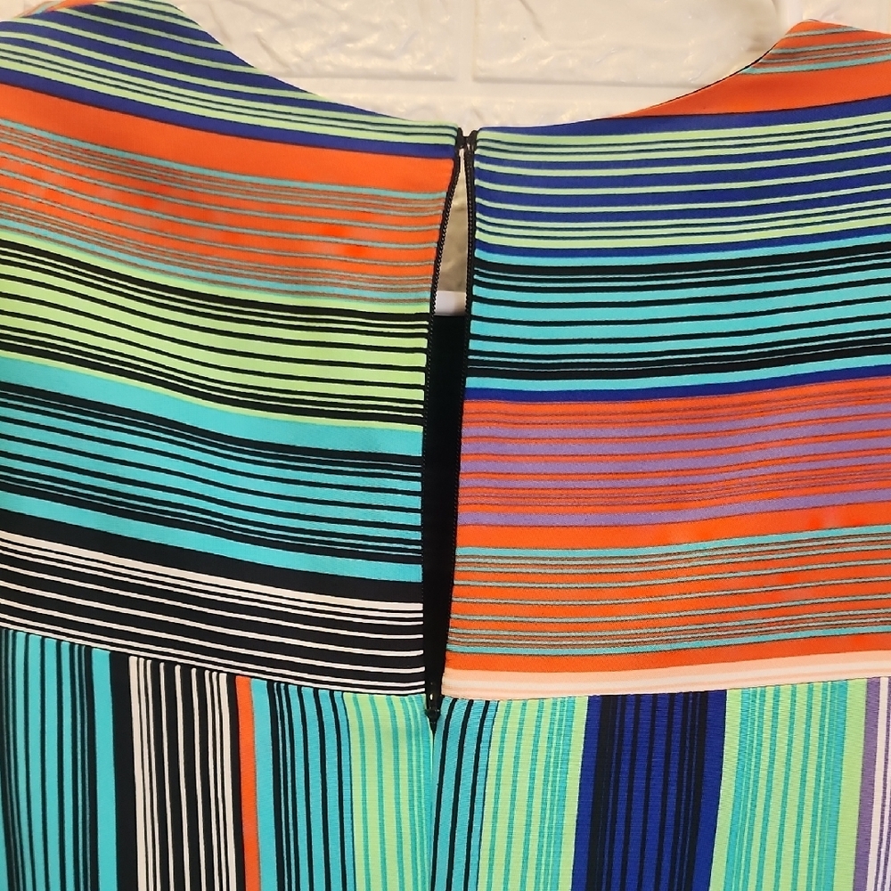 Diane Von Furstenberg Multi-Stripe Short Sleeve Mini Dress - Picture 6 of 10